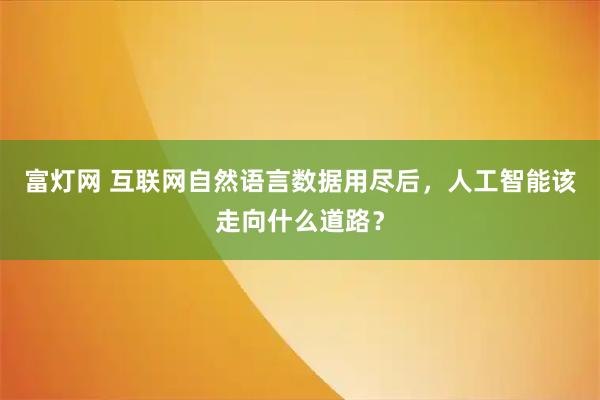 富灯网 互联网自然语言数据用尽后，人工智能该走向什么道路？